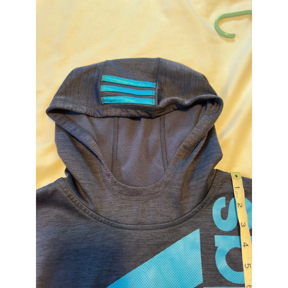 Adidas Boys Medium 10/12 Pullover Hoodie Navy Blue‎ Gray W/ Graphic Sweatshirt